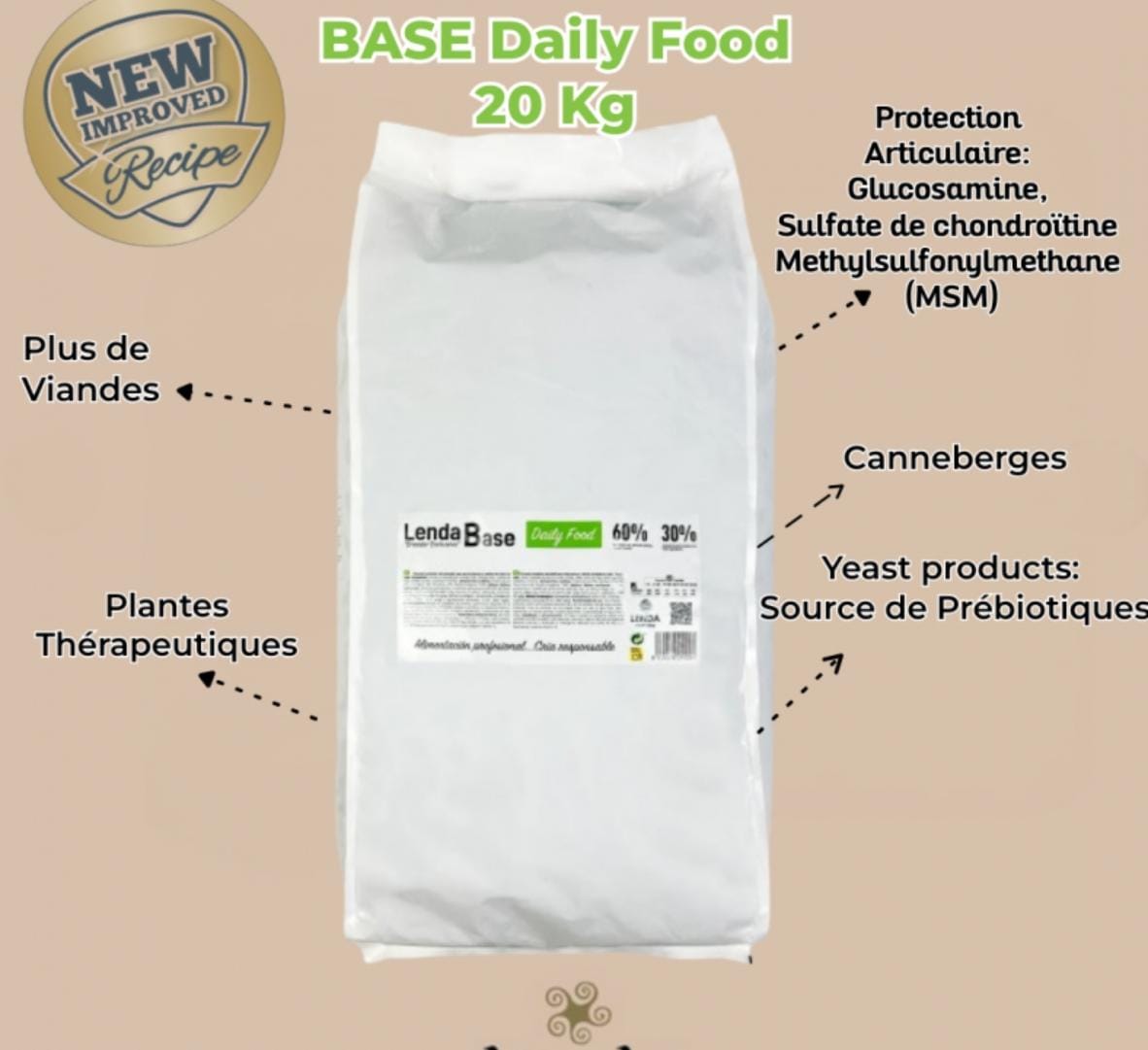 Lenda Croquette Maintenance 20kg – Alimentation équilibrée pour chiens adultes, soutien articulaire et digestion optimale