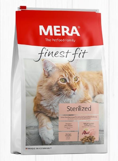 Mera Finest Fit Stérilisé 4kg / 10kg – Croquettes faibles en matières grasses pour chats stérilisés, favorisent contrôle du poids et santé digestive