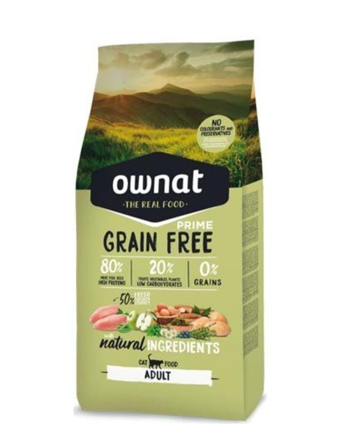 Ownat Grain Free Adulte 8kg – Croquettes sans céréales pour chats adultes, riches en protéines de viande fraîche