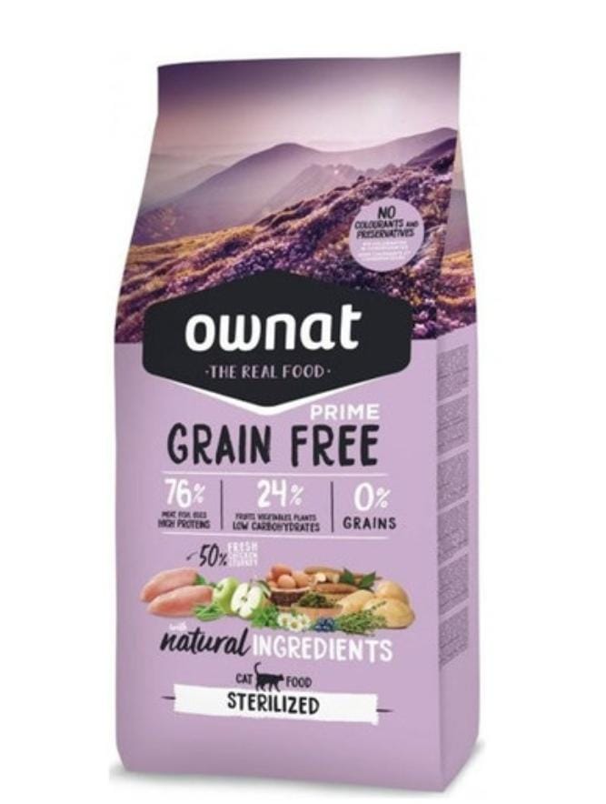 Ownat Sterilised Grain Free 8kg – Croquettes sans céréales pour chats stérilisés, maintien du poids et santé intestinale