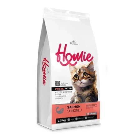 Croquettes Homie Super Premium Salmon pour chaton et mère 12kg – Nutrition riche & faible grain | AnimaleriePP Maroc