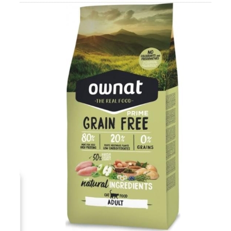 Croquettes Ownat Prime Grain Free Natural Ingredient pour chat adulte 8kg – Sans céréales, haute protéine et digestion optimale | AnimaleriePP Maroc