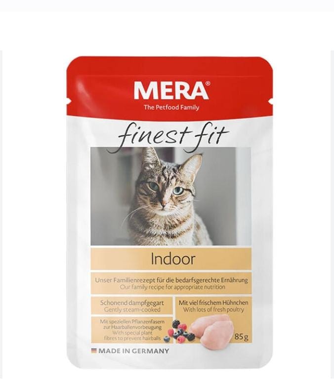 Pâtée Mera Finest Fit Indoor pour chat – 85g, poulet frais, formule anti-boules de poils | AnimaleriePP Maroc Pâtée Mera Finest Fit Indoor pour chat – 85g, poulet frais, formule anti-boules de poils | AnimaleriePP Maroc