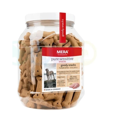 Friandises Mera Pure Sensitive Snacks pour chien – Saumon & riz ou Dinde & pommes de terre, 600 g | AnimaleriePP Maroc