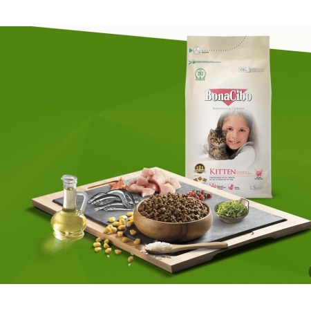 Croquettes BonaCibo Kitten pour chaton 1,5kg – Croissance saine & nutrition complète | AnimaleriePP Maroc