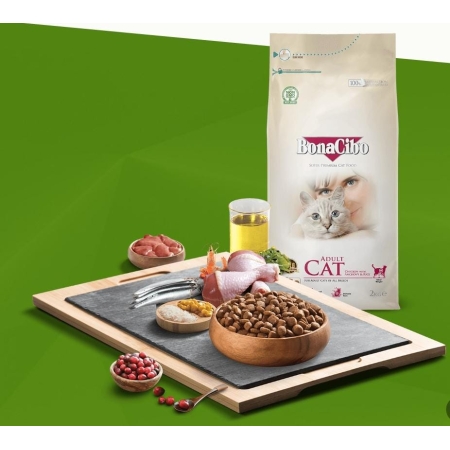 Croquettes BonaCibo poulet pour chat adulte 1,5kg – Nutrition équilibrée & saveur authentique | AnimaleriePP Maroc
