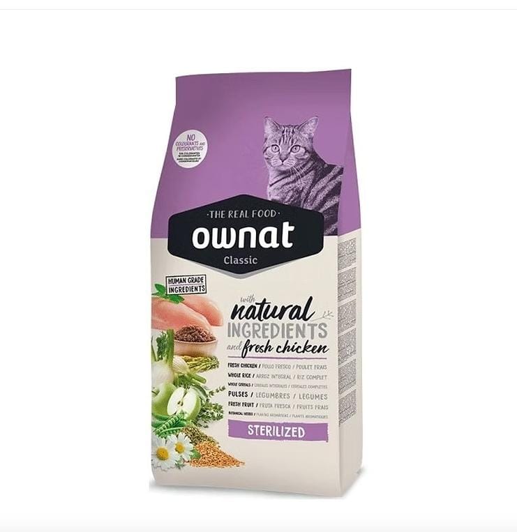 Croquettes Ownat Classic Daily Care pour chat adulte – 15 kg, ingrédients naturels avec poulet frais | AnimaleriePP Maroc