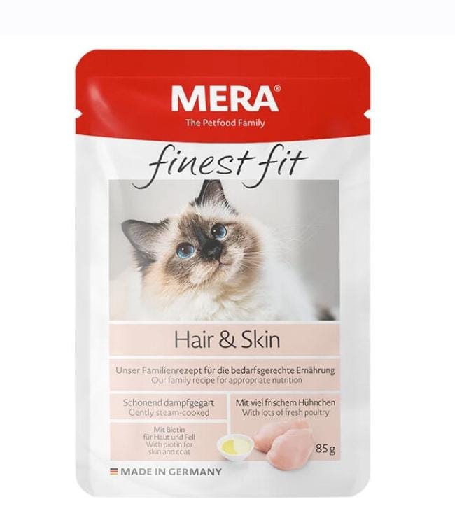 Pâtée Mera Hair and Skin pour chat – 85g, recette au poulet, santé du pelage et de la peau | AnimaleriePP Maroc