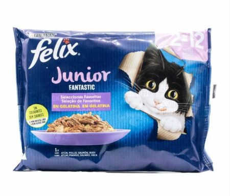 Felix Pâtée gélatine pour chaton – Pack 4 x 85g – Saveurs délicieuses pour croissance saine